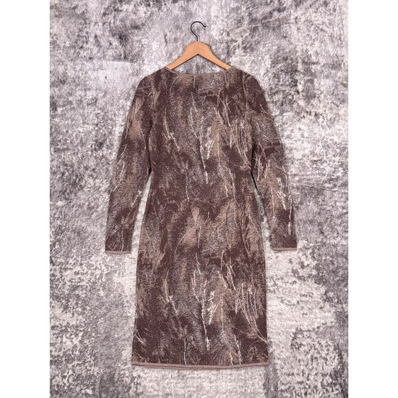 New Peruvian Connection Dress XS Womens Brown Silver Metallic Knit Pima Cotton - Picture 3 of 9